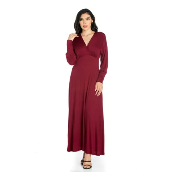 maxi shirred dress Women Short Sleeve Shirred Waist Tiered Maxi Dress Wine / S